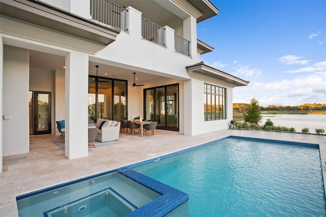 4007 Grande Brick Loop Unit 13, Orlando, FL 32837 - view of swimming pool featuring a patio area, ceiling fan, outdoor lounge area, and a pool with connected hot tub