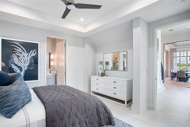 4007 Grande Brick Loop Unit 13, Orlando, FL 32837 - bedroom with connected bathroom, a ceiling fan, and recessed lighting