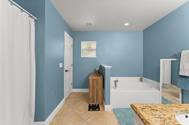 2042 Hayfield Way, Apopka, FL 32712 - full bathroom with a garden tub, vanity, tile patterned flooring, and recessed lighting
