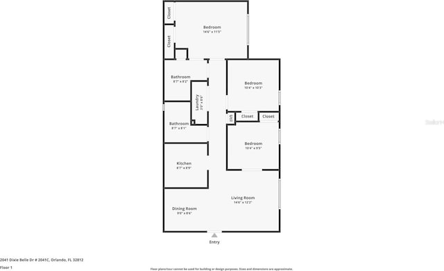 2041 Dixie Belle Dr Unit 2041C, Orlando, FL 32812 - view of floor plan / room layout