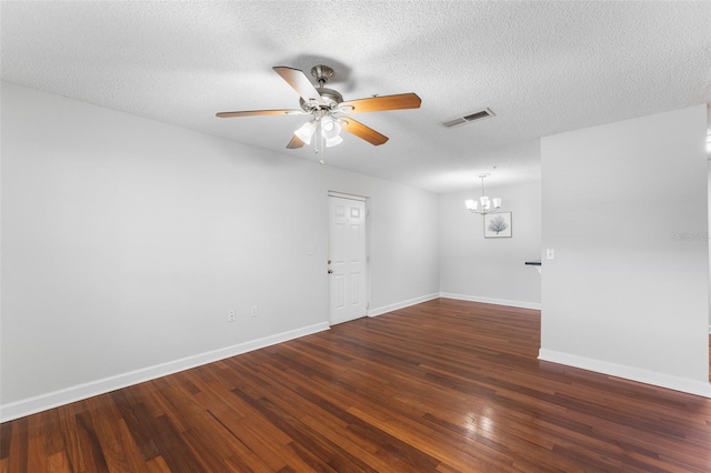 2041 Dixie Belle Dr Unit 2041C, Orlando, FL 32812 - unfurnished room featuring a chandelier, ceiling fan, wood finished floors, and a textured ceiling