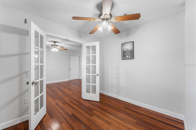 2041 Dixie Belle Dr Unit 2041C, Orlando, FL 32812 - unfurnished room featuring french doors, a textured ceiling, a ceiling fan, and wood finished floors