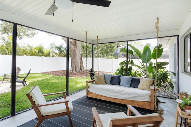 3920 Basswood Dr, Sarasota, FL 34232 - sunroom / solarium with concrete floors and a ceiling fan