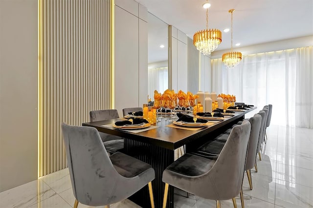4429 Ganesha Loop, Kissimmee, FL 34746 - dining room featuring a chandelier, light marble finish floors, and recessed lighting