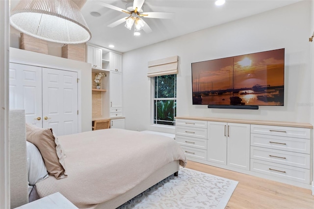 1224 Northern Way, Winter Springs, FL 32708 - bedroom with light wood finished floors, recessed lighting, ceiling fan, and a closet
