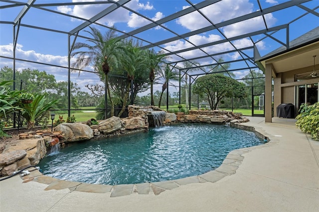 1224 Northern Way, Winter Springs, FL 32708 - swimming pool with a lanai, a patio, and ceiling fan