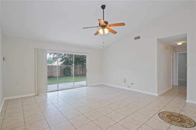 1026 Mccully Ct, Oviedo, FL 32765 - unfurnished room featuring a ceiling fan, light tile patterned flooring, and high vaulted ceiling