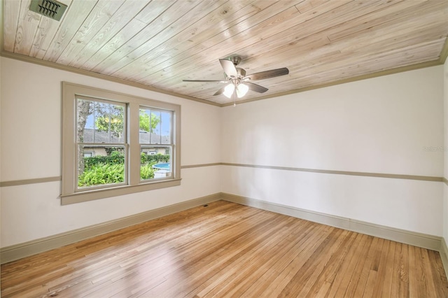 524 S Lakeview Ave, Winter Garden, FL 34787 - spare room with ornamental molding, wood ceiling, a ceiling fan, and light wood-style floors