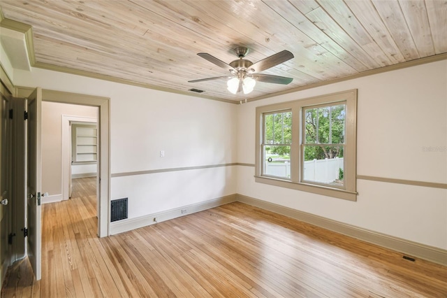 524 S Lakeview Ave, Winter Garden, FL 34787 - empty room featuring wooden ceiling, ornamental molding, light wood-type flooring, and ceiling fan