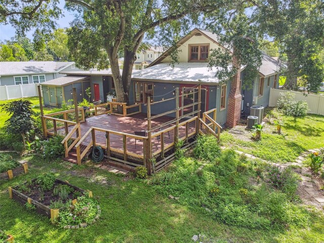 524 S Lakeview Ave, Winter Garden, FL 34787 - rear view of property featuring a garden, a deck, and stucco siding
