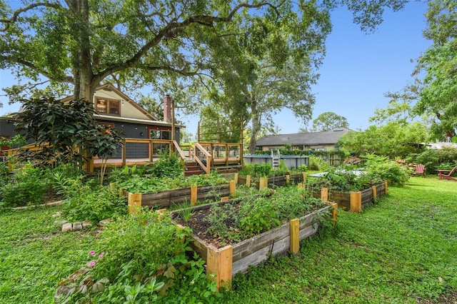 524 S Lakeview Ave, Winter Garden, FL 34787 - view of green lawn with a vegetable garden and a deck