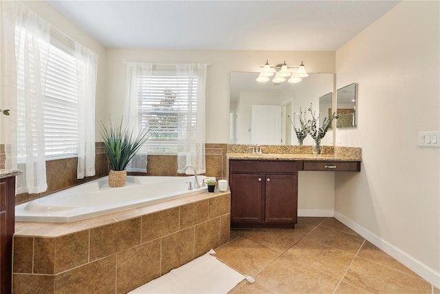 7409 Fairgrove Ave, Windermere, FL 34786 - bathroom with vanity, a bath, and tile patterned flooring