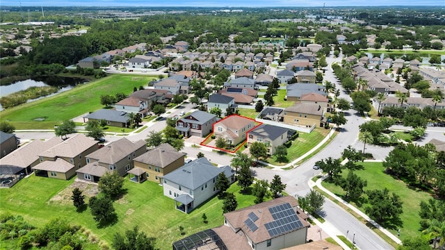 7409 Fairgrove Ave, Windermere, FL 34786 - aerial view of residential area with property parcel outlined and a nearby body of water