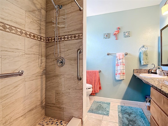 1475 Mars St, Merritt Island, FL 32953 - full bath with a tile shower, vanity, and tile patterned floors
