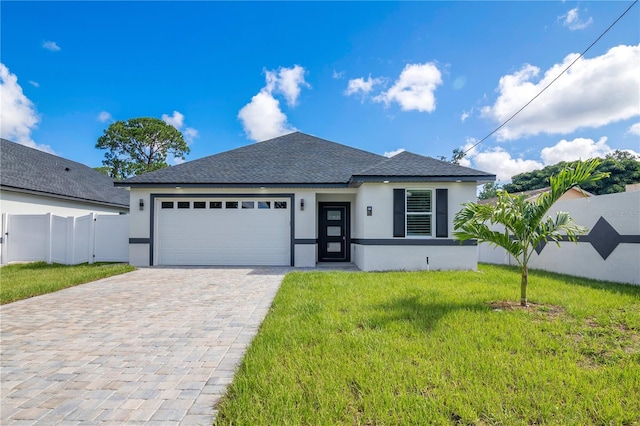 3507 W Jefferson St, Orlando, FL 32805 - view of front of house with stucco siding, decorative driveway, roof with shingles, and a garage