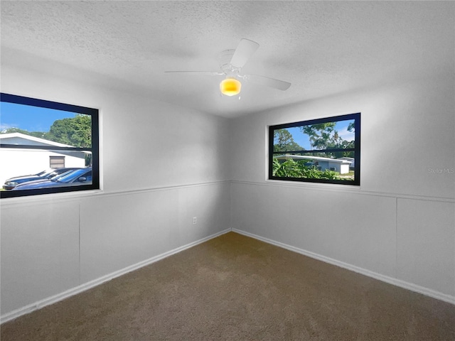 2575 King Ave, Auburndale, FL 33823 - empty room with plenty of natural light, a textured ceiling, carpet floors, and a ceiling fan