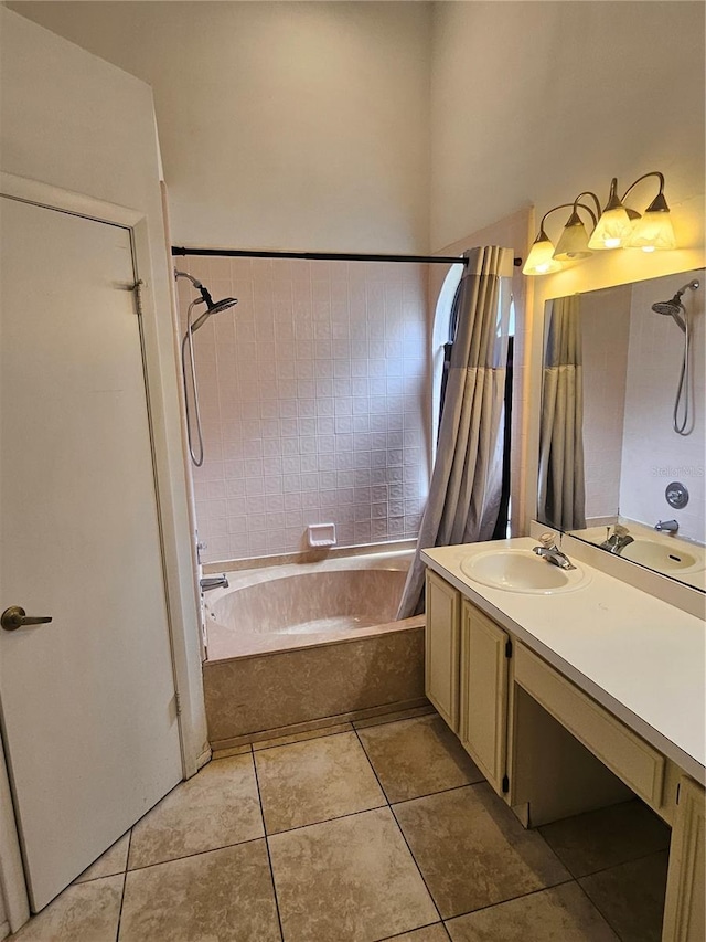1524 Crawford Dr, Apopka, FL 32703 - bathroom featuring shower / bathtub combination with curtain, tile patterned flooring, and vanity