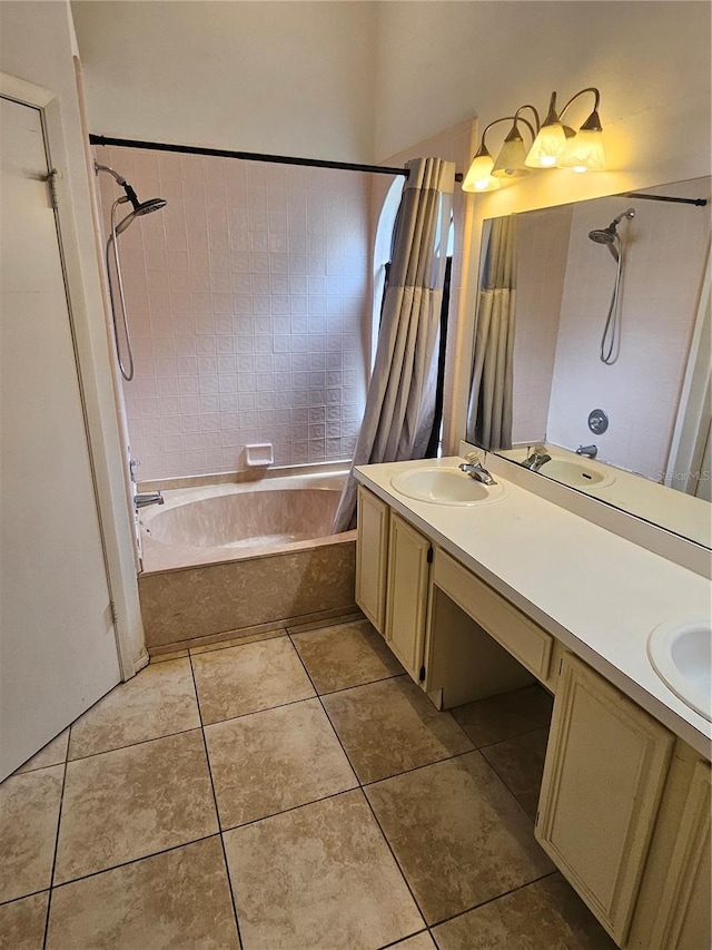 1524 Crawford Dr, Apopka, FL 32703 - bathroom featuring shower / bath combination with curtain, tile patterned flooring, and double vanity