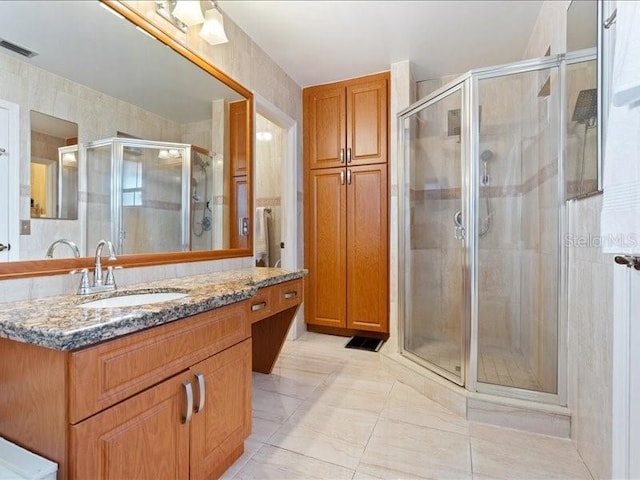 961 SW 98th Ave, Pembroke Pines, FL 33025 - bathroom with vanity, a stall shower, and tile patterned flooring