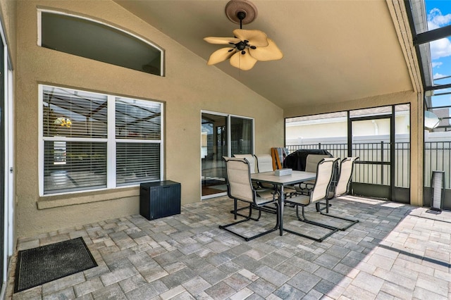 211 Tavestock Loop, Winter Springs, FL 32708 - view of patio with a ceiling fan, a lanai, and outdoor dining area