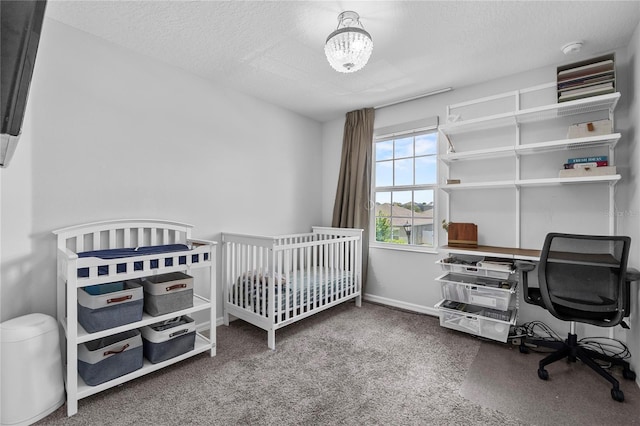 944 Benjamin Trl, Davenport, FL 33837 - bedroom featuring a textured ceiling, a chandelier, carpet, and an office area