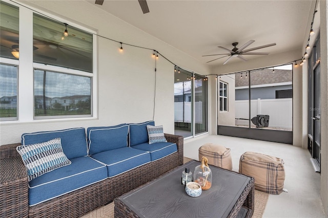 944 Benjamin Trl, Davenport, FL 33837 - sunroom / solarium featuring ceiling fan and an outdoor living space