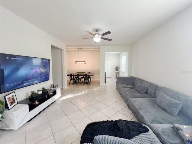 17504 Butterfly Pea Ct, Clermont, FL 34714 - living room featuring light tile patterned flooring and ceiling fan