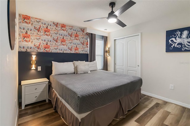 2108 Morocco Way, Kissimmee, FL 34747 - bedroom featuring wood finished floors, a closet, and ceiling fan