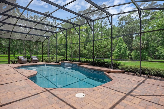 1462 Palm Bay Ct, Lake Mary, FL 32746 - outdoor pool with a patio area and glass enclosure