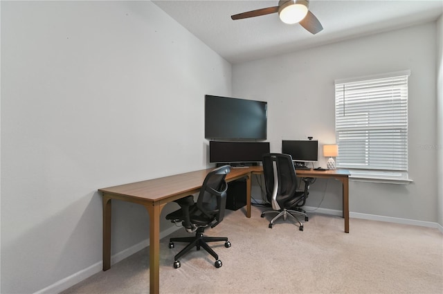 410 Winter Bliss Ln, Mount Dora, FL 32757 - carpeted home office featuring ceiling fan and baseboards