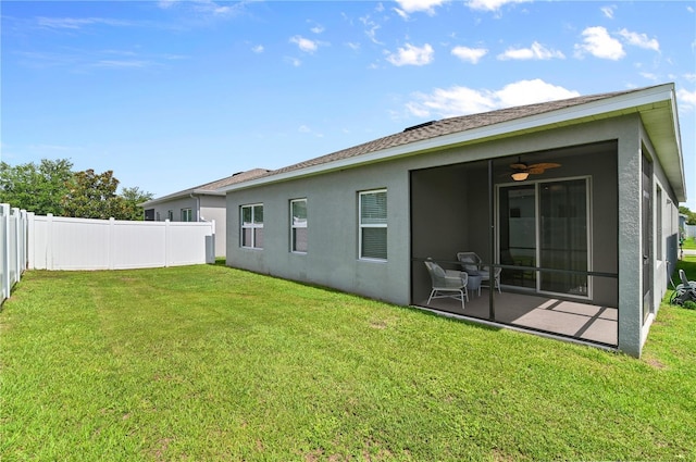 410 Winter Bliss Ln, Mount Dora, FL 32757 - back of house featuring stucco siding, a patio, and ceiling fan