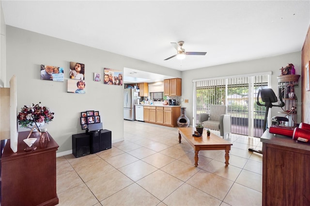 7022 Talbot Dr, Orlando, FL 32819 - living area featuring ceiling fan and light tile patterned floors