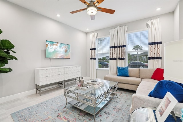 10009 Randal Walk St, Orlando, FL 32832 - living room with a ceiling fan and recessed lighting