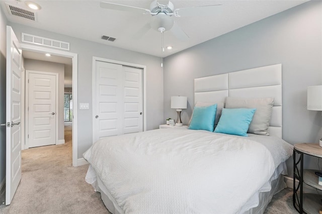 10009 Randal Walk St, Orlando, FL 32832 - bedroom with carpet, a closet, a ceiling fan, and recessed lighting