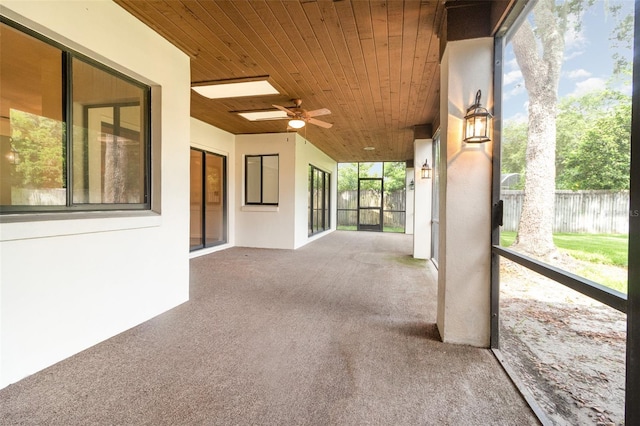 1424 Mt Laurel Dr, Winter Springs, FL 32708 - unfurnished sunroom with ceiling fan and a skylight