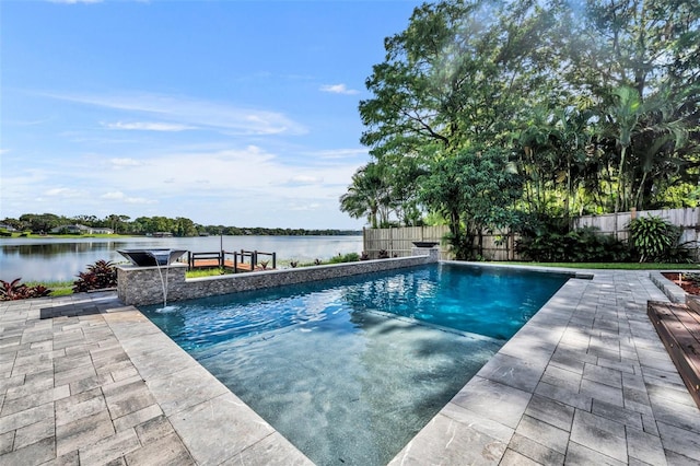 7801 Georgeann St, Winter Park, FL 32792 - view of swimming pool featuring a fenced backyard, a water view, and a patio area