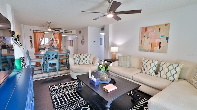 145 N Halifax Ave Unit 705, Daytona Beach, FL 32118 - living area with ceiling fan and wood finished floors