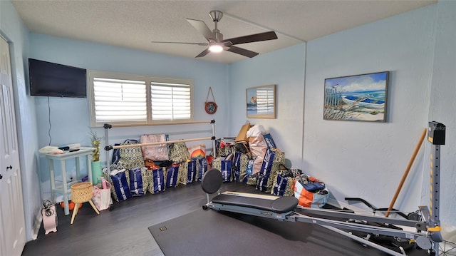 145 N Halifax Ave Unit 705, Daytona Beach, FL 32118 - exercise area featuring wood finished floors and a ceiling fan