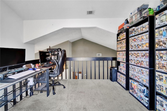 2235 Meadowmouse St, Orlando, FL 32837 - carpeted home office featuring vaulted ceiling