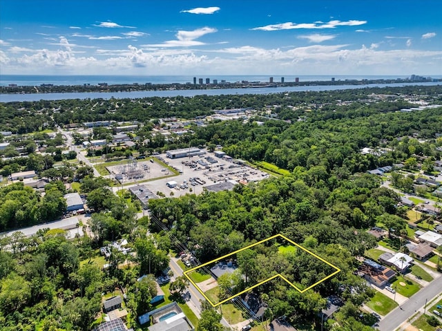 370 Hand Ave, Ormond Beach, FL 32174 - aerial overview of property's location featuring a large body of water and property parcel outlined