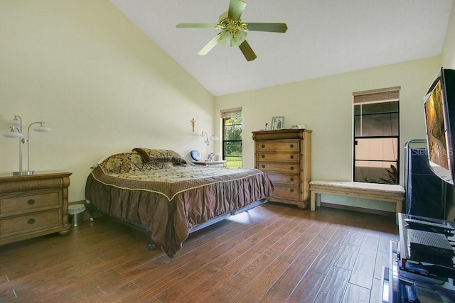 545 Mystic Wood St, Casselberry, FL 32707 - bedroom featuring wood finished floors, high vaulted ceiling, and ceiling fan