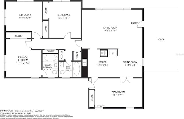 518 NW 36th Ter, Gainesville, FL 32607 - view of property floor plan