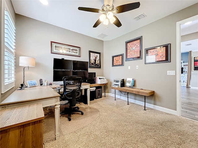 31980 Geoff Way, Sorrento, FL 32776 - carpeted office featuring ceiling fan and plenty of natural light
