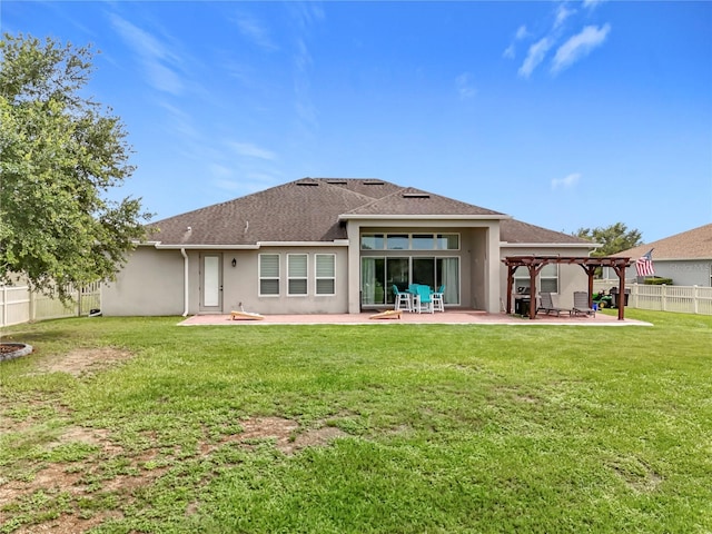 31980 Geoff Way, Sorrento, FL 32776 - rear view of house with a pergola, a fenced backyard, a patio, and stucco siding