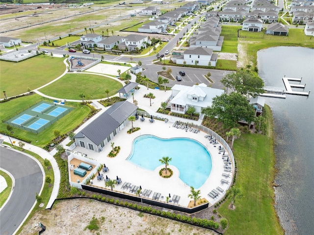 3099 Ella Way, Saint Cloud, FL 34771 - aerial view of residential area featuring a pool area and a nearby body of water