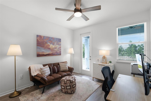 15133 Summer Harvest St, Winter Garden, FL 34787 - office area featuring ceiling fan and wood finished floors