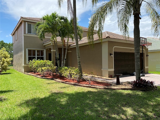 4375 Foxtail Ln, Weston, FL 33331 - view of front of property featuring stucco siding, a front yard, an attached garage, and a tile roof