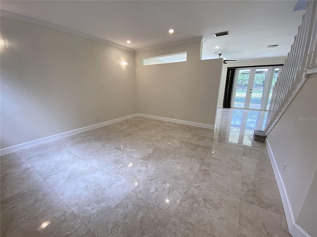 4375 Foxtail Ln, Weston, FL 33331 - unfurnished room featuring ornamental molding and french doors