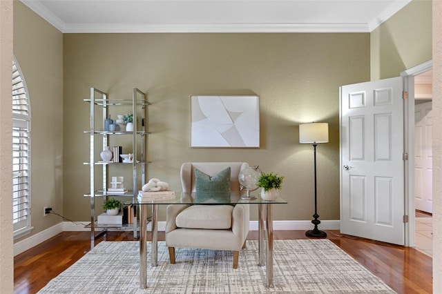 5102 Round Tree Ct, Orlando, FL 32819 - office area featuring wood finished floors and crown molding