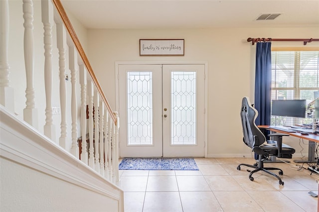1639 Balsam Willow Trl, Orlando, FL 32825 - tiled foyer entrance featuring french doors and stairway